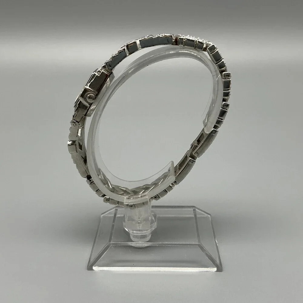 Vintage Oleg Cassini Womens Watch 18mm Marcasite Silver Tone New Battery 7.25